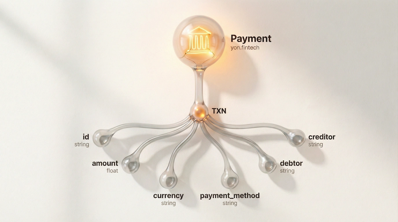 yon.fintech domain structure — tags and fields that make up the payment schema